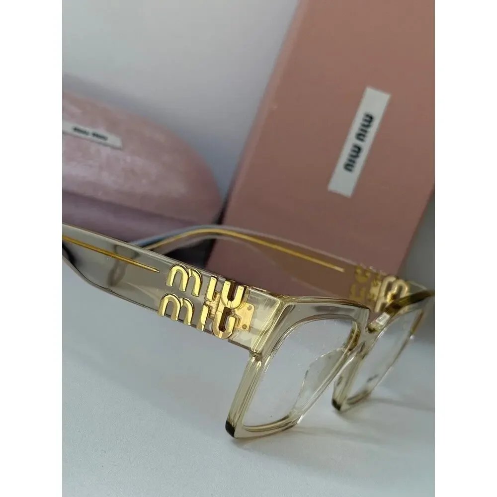 NEW Miu Miu MU04UV Oversized Square Eyeglasses in Sand